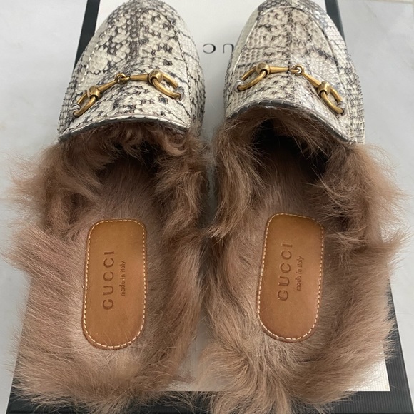 Gucci Princetown python and fur loafers - Picture 2 of 4
